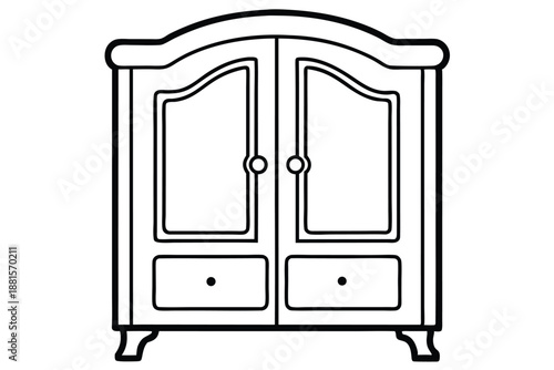 armoire silhouette line art vector illustration