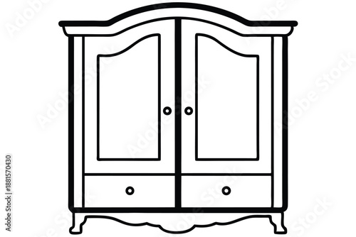 armoire silhouette line art vector illustration