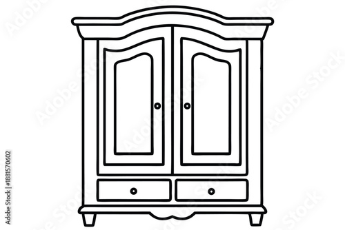 armoire silhouette line art vector illustration