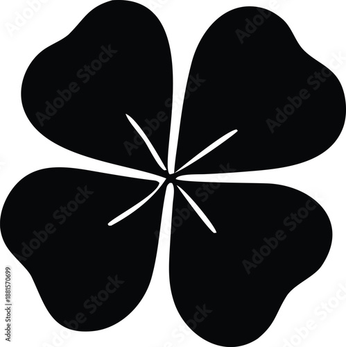 Simplified black and white four-leaf clover Vector