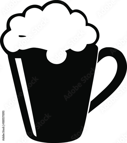 Frothy beer mug in black and white Vector