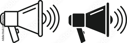 Megaphone Announcement Loudspeaker Icon Set for Marketing, Promotion, Public Message and Communication Concept Vector Illustration