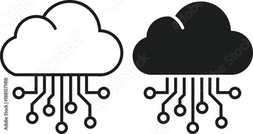 Cloud Computing And Data Network Symbol for Online Storage, Digital Technology and Internet Services vector