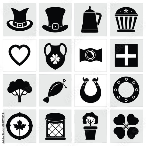 Collection of symbolic icons representing various cultures and concepts Vector