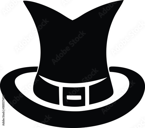 Classic black top hat with elegant buckle Vector