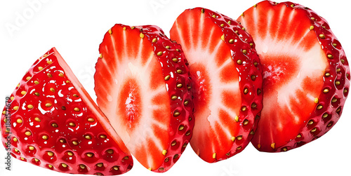Watercolor illustration of sliced strawberries arranged neatly