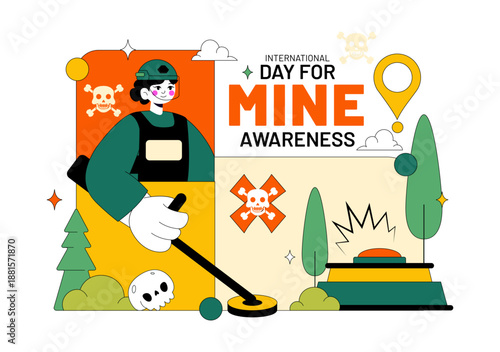 International Day For Mine Awareness Vector Illustration Promoting Safety Education, Humanitarian Action, And Global Peace Campaign a Background