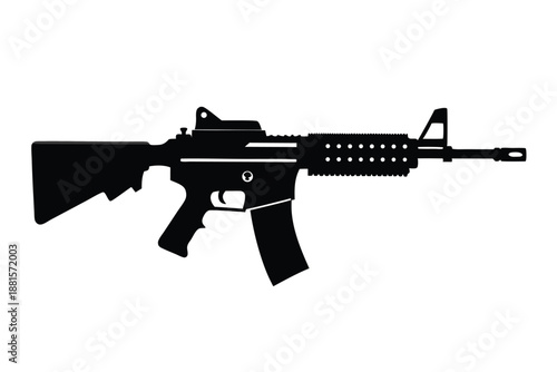 ar 15 gun silhouette line art vector illustration