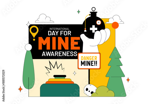 International Day For Mine Awareness Vector Illustration Promoting Safety Education, Humanitarian Action, And Global Peace Campaign a Background