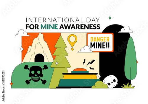 International Day For Mine Awareness Vector Illustration Promoting Safety Education, Humanitarian Action, And Global Peace Campaign a Background