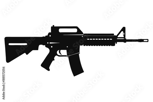 ar 15 gun silhouette line art vector illustration