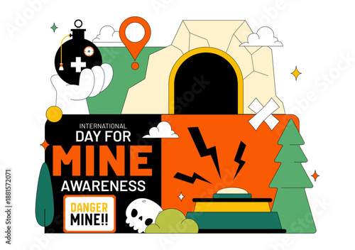 International Day For Mine Awareness Vector Illustration Promoting Safety Education, Humanitarian Action, And Global Peace Campaign a Background