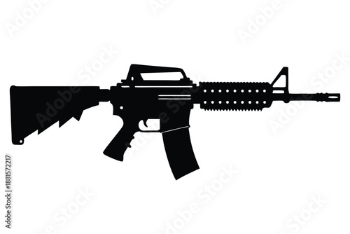 ar 15 gun silhouette line art vector illustration
