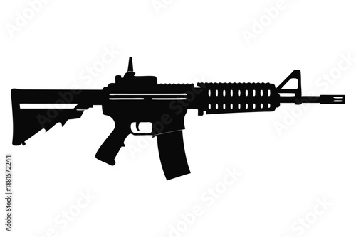 ar 15 gun silhouette line art vector illustration