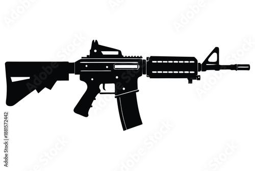 ar 15 gun silhouette line art vector illustration