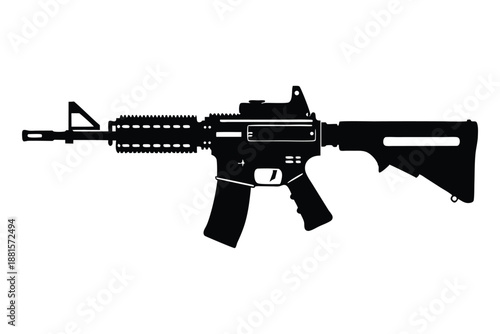 ar 15 gun silhouette line art vector illustration