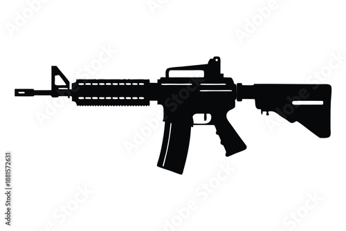 ar 15 gun silhouette line art vector illustration