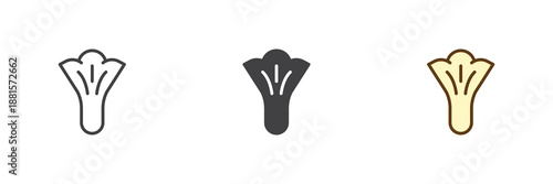 Chanterelle mushroom icon set in line, solid and filled outline colorful style. Forest mushroom icon, color vector sign and symbol.