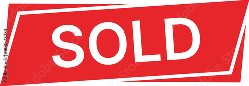 Red banner with white text SOLD and white border lines sold