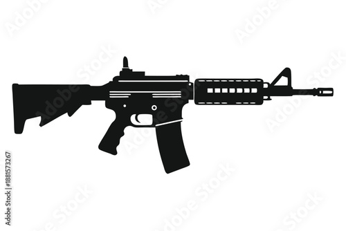 ar 15 gun silhouette line art vector illustration