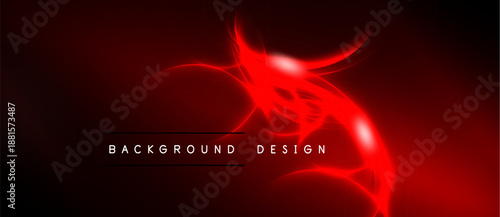 Dark red abstract design. Glowing lines radiate from central point. Text reads background design. Dramatic, intense visual effect.