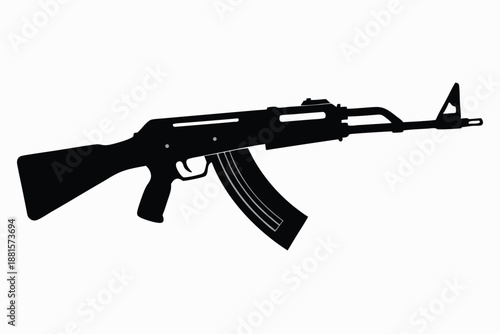 ak 47 gun silhouette line art vector illustration