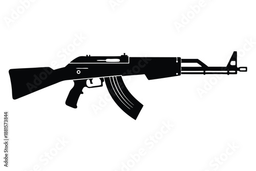 ak 47 gun silhouette line art vector illustration