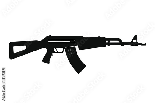 ak 47 gun silhouette line art vector illustration