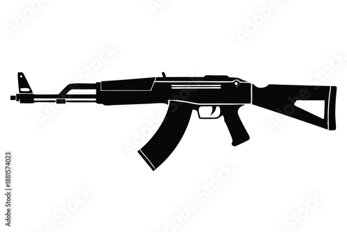 ak 47 gun silhouette line art vector illustration