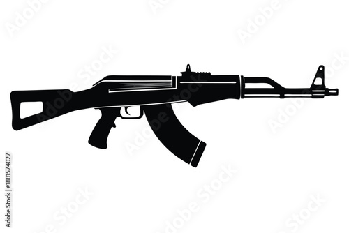 ak 47 gun silhouette line art vector illustration
