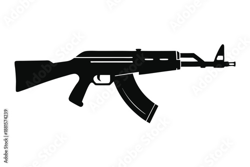 ak 47 gun silhouette line art vector illustration