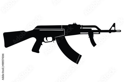 ak 47 gun silhouette line art vector illustration