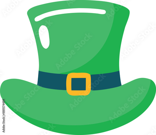 Vibrant green top hat with golden buckle
