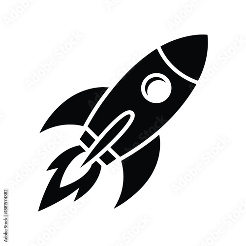 Silhouette of a rocket ship blasting off into space