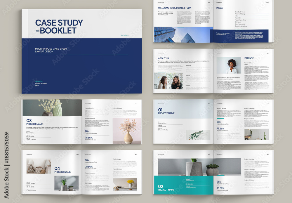 Case Study Booklet Landscape Template Stock Template | Adobe Stock