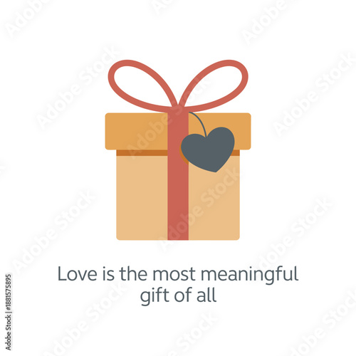 Beautifully wrapped gift box adorned with a heart tag and a message of love's meaning