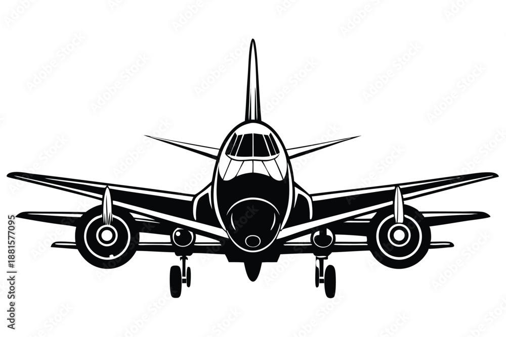 Fototapeta premium aircraft silhouette line art vector illustration