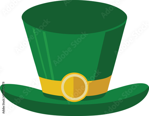 Vibrant green top hat with golden buckle