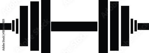 Gym dumbell icon Black silhouette of a man holding a digital tablet device with a blank touchscreen display sitting in a black silhouette of a white chair for business and technology communication