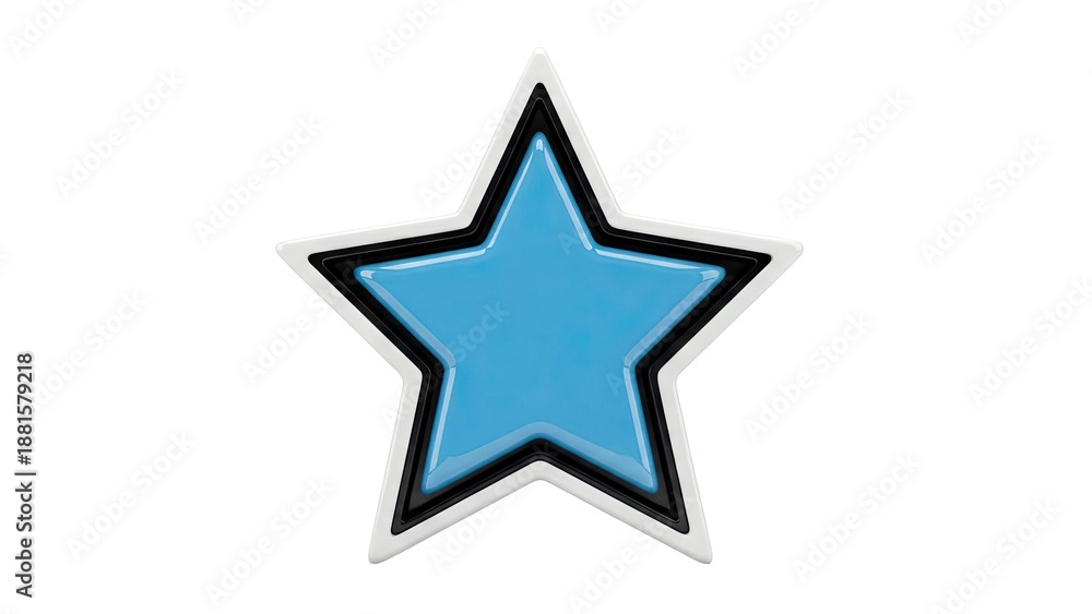 Fototapeta premium Blue, Black, and White Five-Pointed Star with Glossy Finish