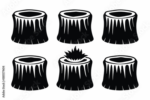 tree stump silhouette line art vector illustration