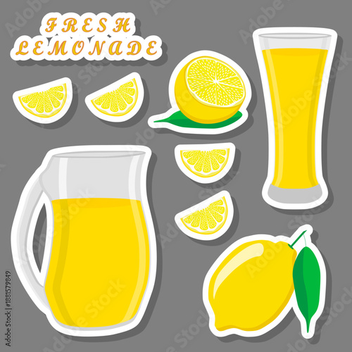 Tasty lemon lemonade in glass pitcher