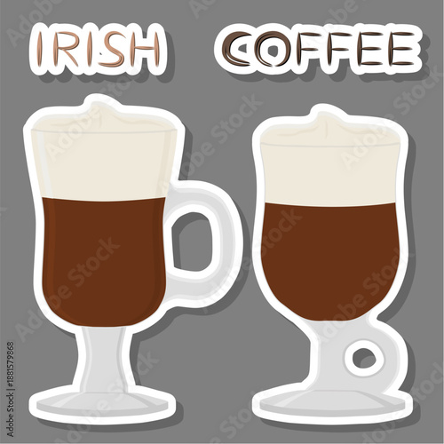 cocktail creamy Irish coffee in glass cup with foam