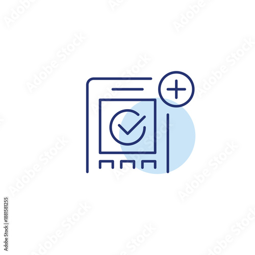 Contactless payment approved and plus symbol. Scan verified. Pixel perfect, editable stroke vector icon