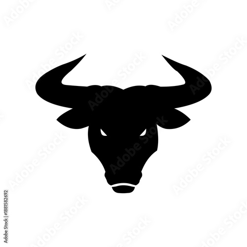 Vector silhouette of a bull attacking