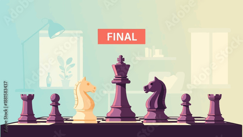 Strategic board game setup with a declaration of the final round