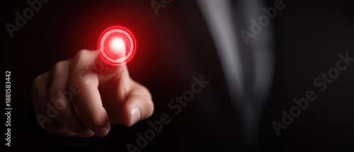 Wallpaper Mural Businessman Touching Virtual Interface with Red Light Circle in Dark Background Torontodigital.ca