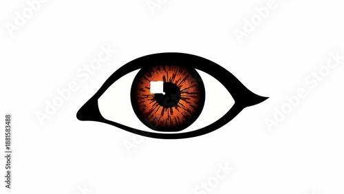 Striking orange iris detailed graphic of an eye