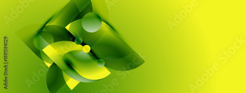 Abstract green design. Flowing shapes create dynamic visual interest. Gradient background adds depth, modern aesthetic.