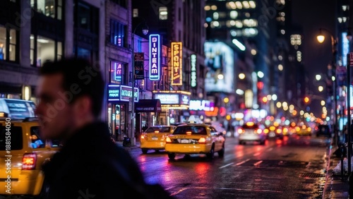 Vibrant Nightlife Scene in the City Streets